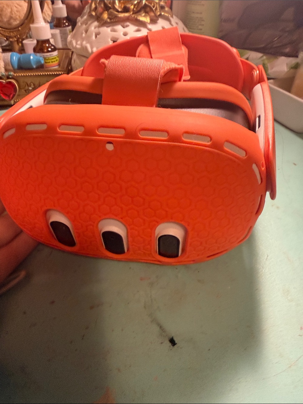 Orange Mobile VR Headset with Adjustable Strap